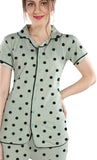 Women Printed Light Green Shirt & Pyjama set