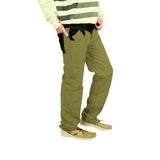 Khaki Green Stripped Bonded Trouser  For Men (Regular Fit)