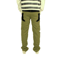 Khaki Green Stripped Bonded Trouser  For Men (Regular Fit)