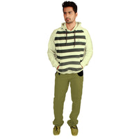 Khaki Green Stripped Bonded Trouser  For Men (Regular Fit)