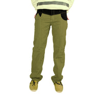 Khaki Green Stripped Bonded Trouser  For Men (Regular Fit)