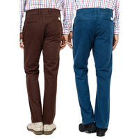 Regular Fit Chinos Pack of 2 Teal and Brown