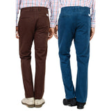 Regular Fit Chinos Pack of 2 Teal and Brown