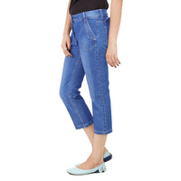 Sky Blue Cotton Denim Allyn Capri