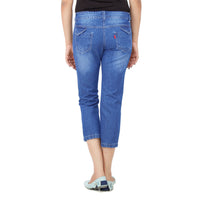 Sky Blue Cotton Denim Allyn Capri