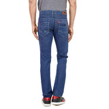 Stripped Blue Denim Jeans For Men (Slim Fit)