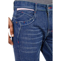 Stripped Blue Denim Jeans For Men (Slim Fit)