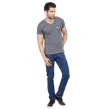 Stripped Blue Denim Jeans For Men (Slim Fit)