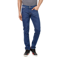 Stripped Blue Denim Jeans For Men (Slim Fit)