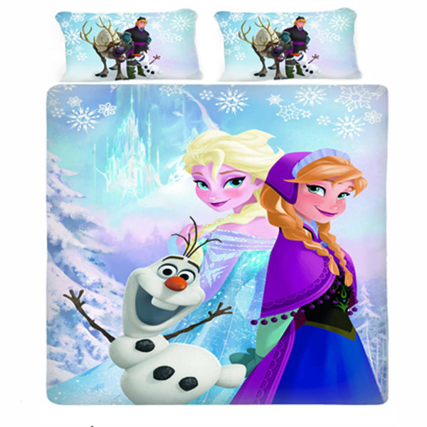 Frozen Family Double Bed Sheet And Pillow Covers
