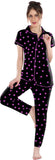 Women Printed Black Shirt & Pyjama set