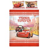 Disney Cars Lightning McQueen Cotton Double Bedsheet With 2 Pillow Covers