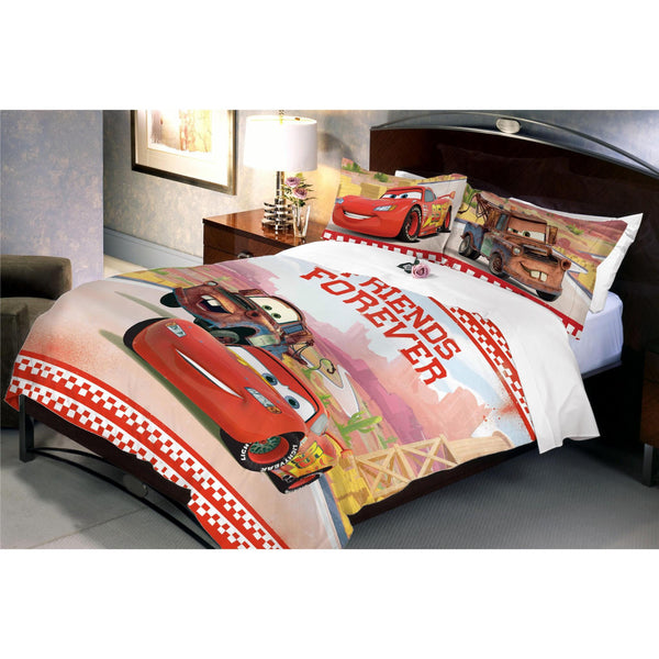 Disney Cars Lightning McQueen Cotton Double Bedsheet With 2 Pillow Covers
