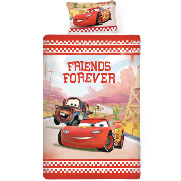 Disney Cars Lightning McQueen Friends Forever Single Bed Sheet And Pillow Cover