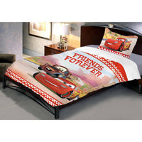 Disney Cars Lightning McQueen Friends Forever Single Bed Sheet And Pillow Cover