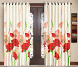 Pack of 2 Red Door Curtains with Metal Rings