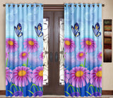 Pack of 2 Blue Door Curtains with Metal Rings