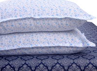 400 Thread Count Printed Navy Bedsheet with 4 Pillow Covers
