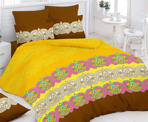 Yellow Bed Sheet And Pillow Covers (Queen)