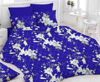 Deep Blue Bed Sheet And Pillow Covers (Queen)