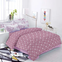 400 Thread Count Printed Pink Bedsheet with 4 Pillow Covers