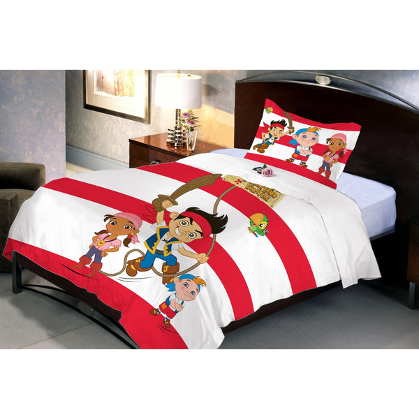 Disney Jake Pirate Cartoon Single Bedsheet With 1 Pillow Cover