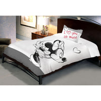 Disney Minnie Monotone Single Bedsheet With 1 Pillow Cover