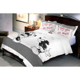 Disney Mickey Minnie Monotone Double Bedsheet With 2 Pillow Covers