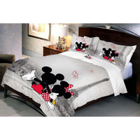 Disney Mickey Minnie In Paris Double Bed Sheet With 2 Pillow Covers