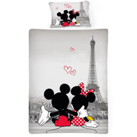 Disney Mickey Minnie in Paris Single Bedsheet With 1 Pillow Cover