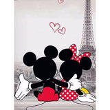 Disney Mickey Minnie in Paris Cartoon Single Quilt