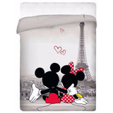 Disney Mickey Minnie in Paris Cartoon Single Quilt