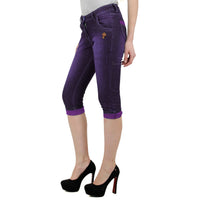 Light Magenta Denim Capri