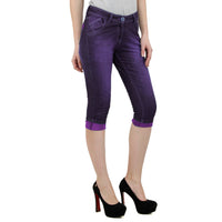 Light Magenta Denim Capri