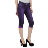 Light Magenta Denim Capri