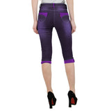 Light Magenta Denim Capri