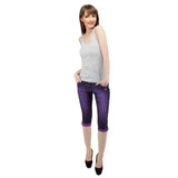 Light Magenta Denim Capri