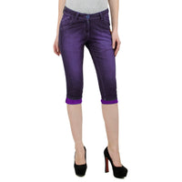 Light Magenta Denim Capri