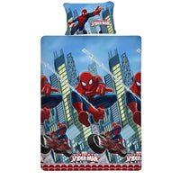 Spiderman Flying Single Bed Sheet And Pillow Cover