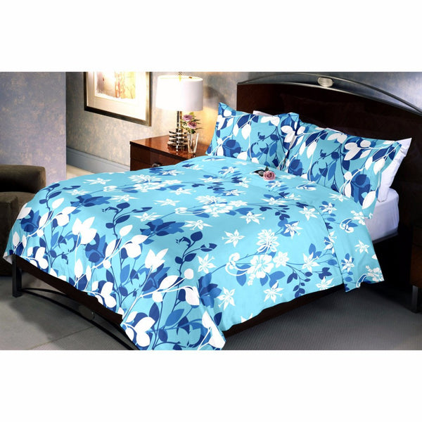 Blue Trinity Bed Sheet And Pillow Covers (Queen)