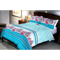  Cyano Red Flowery Bed Sheet With 2 Pillow Covers (Queen)