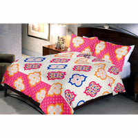 Cream Arc Square Bed Sheet With 2 Pillow Covers