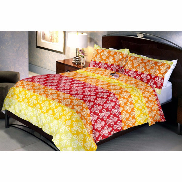Bright Redellow Bed Sheet And Pillow Covers (Queen)