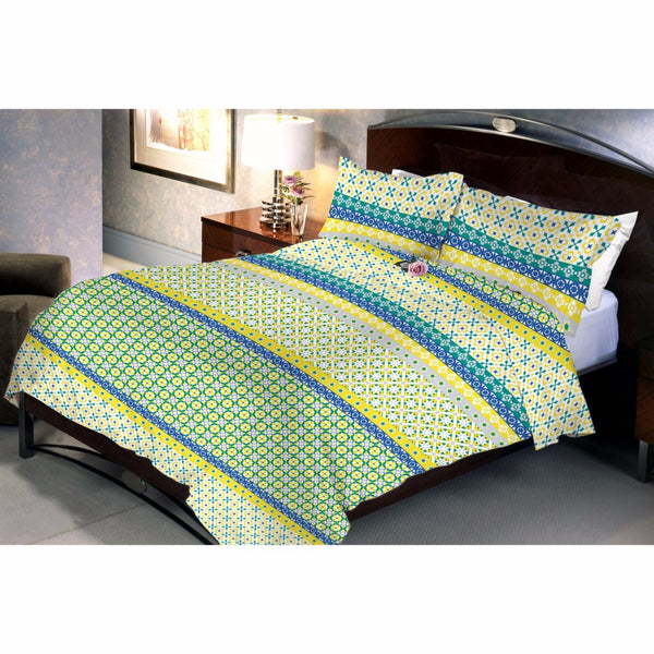 Decogrand Green Bed Sheet And Pillow Covers (Queen)