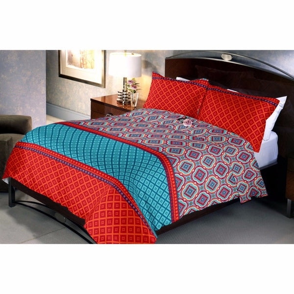 Red Turquoise Bed Sheet And Pillow Covers