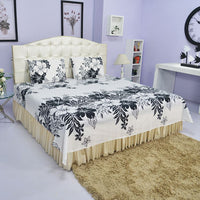 Monochrome Bed Sheet And Pillow Covers (Queen)