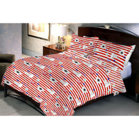 Red Stripped Queen Size Bedsheet With 2 Pillow Cover