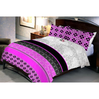 Magenta Black Queen Size Bedsheet With 2 Pillow Cover