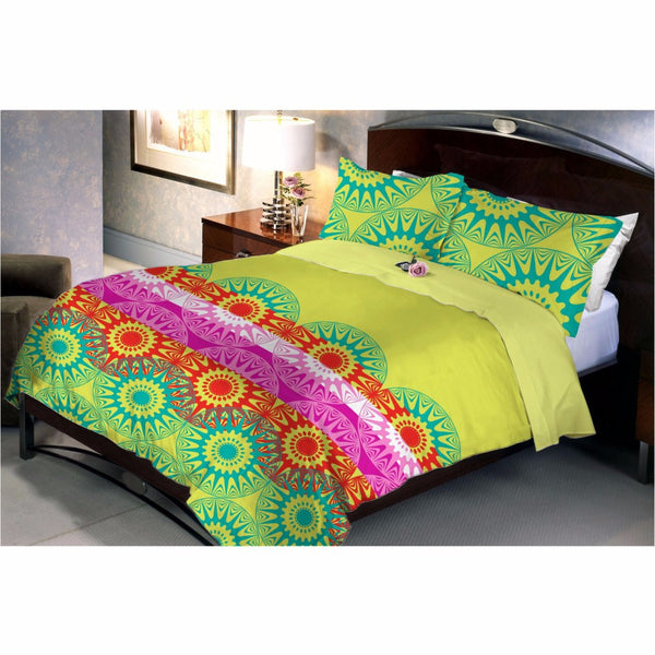 Leafy green bed sheet and pillow covers (Queen)