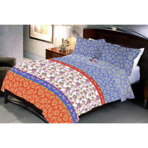 Noon Twilight Cotton Queen Size Bedsheet With 2 Pillow Cover